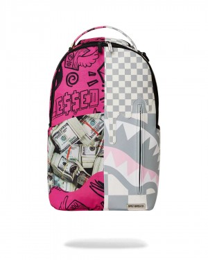 Sprayground Backpack AND DLXSV SPLIT BACKPACK Pink Camo Fuchsia | SJMTX9734