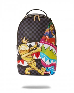 Sprayground Backpack ASTRO CURTAIN DLXR BACKPACK Gold Black | KUCSN7968