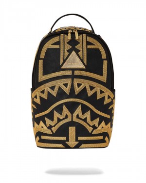 Sprayground Backpack Ai TRIBAL STARS DLXSV BACKPACK Gold Black | NSPTF4859