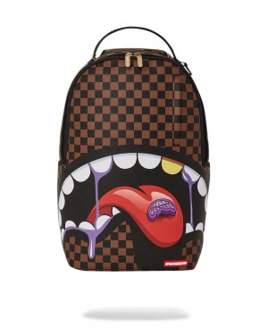 Sprayground Backpack DBD WAS HERE WEIRD SHARK BP BACKPACK Brown | VLEDX1286