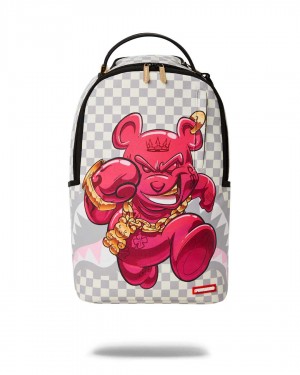 Sprayground Backpack DIABLO BEAR OTR DLXR BACKPACK Pink Grey | ZWXPE0759