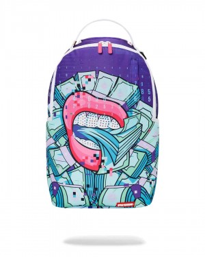 Sprayground Backpack DIGITAL MONEY LIPS BACKPACK Purple | LXQFI7652