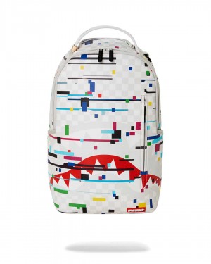 Sprayground Backpack GLITCH CHECK DLXVV BACKPACK White | ASTBC4682