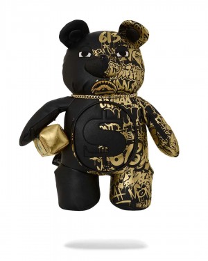 Sprayground Backpack HALF GRAFF BEAR BACKPACK Gold Black | FYNQR3862