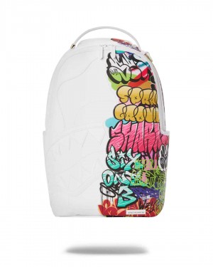 Sprayground Backpack HALF GRAFF DLX BACKPACK White | YOSJX2156