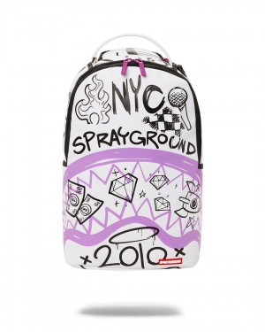 Sprayground Backpack HANDWRITTEN SHARK DLXR BACKPACK White | BGKCE4302