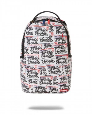 Sprayground Backpack HELLO MY NAME IS STICKERS White | MQKNS2781