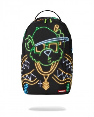 Sprayground Backpack NEON MONEY BEAR DLXSR BACKPACK Black | ZFDUI4291