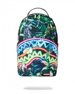 Sprayground Backpack NEON SHARK JUNGLE DLXSR BACKPACK Green | SKBFM9403