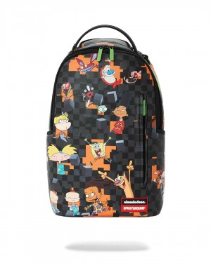 Sprayground Backpack NICKTOONS BUST THROUGH CHECKERS BACKPACK Black | JRWLK6524