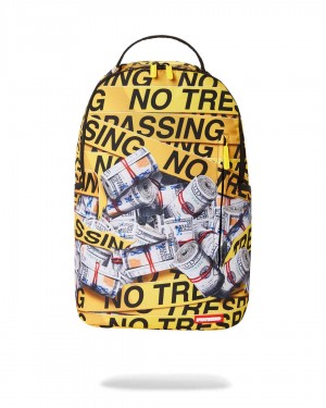 Sprayground Backpack NO TRESPASSING MONEY STASHED DLXSR BACKPACK Yellow | URBAV8163