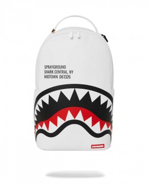 Sprayground Backpack SHARK CENTRAL 2.0 BACKPACK / White | RAIDW3205