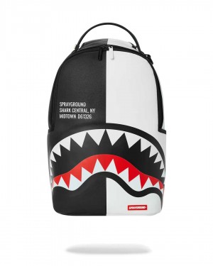 Sprayground Backpack SHARK CENTRAL 2.0 SPLIT BACKPACK / Black White | GVCPH3960