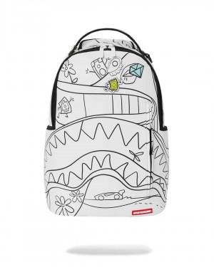 Sprayground Backpack SHARK DOODLE DLXV BACKPACK White | IDGCF2341