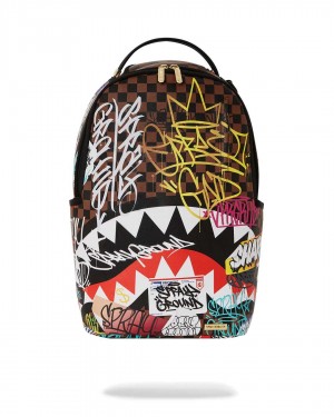 Sprayground Backpack TAGGED UP SHARKS IN PARIS BACKPACK Brown | PWHAF3104