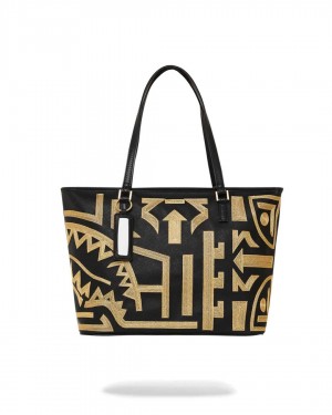 Sprayground Bag Ai TRIBAL TOTE Gold | LHYWJ7869