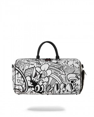 Sprayground Bag DOODLE DUFFLE White | ZNMHC4803