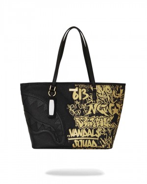 Sprayground Bag HALF GRAFF TOTE Gold Black | JRKVX5968