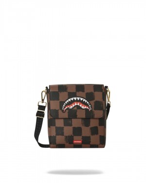 Sprayground Bag SHARKS IN PARIS PAINTED MESSENGER SLING BAG Brown | VSXPJ6458