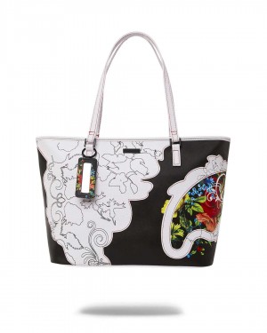 Sprayground Bag THE FLORAL CUT TOTE Black | LBGSV4057