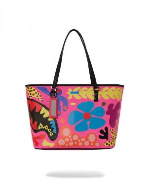 Sprayground Bag WILD FLORA TOTE Fuchsia | XQYUD3789