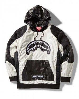 Sprayground Hoodie VIP - COLORBLOCK MOTO HOODIE PULLOVER White | HPCOK5369