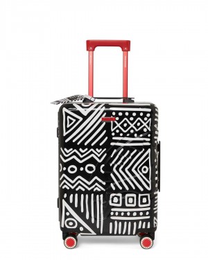 Sprayground Luggage Ai TRIBAL COURTURE SHARK SHAPED CARRYON Black | PYUZT2193