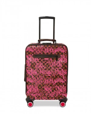 Sprayground Luggage SHARKS IN NEW YORK CARRY-ON SOFT LUGGAGE Fuchsia | CGHZR7298