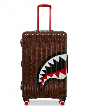 Sprayground Luggage SHARKS IN PARIS CHECK LARGE LUGGAGE Brown | LMRSJ0758