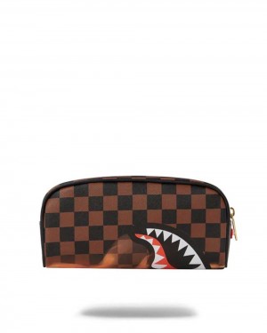 Sprayground Pochette BURNT SHARKS IN PARIS POUCH Brown | LFPMX9483