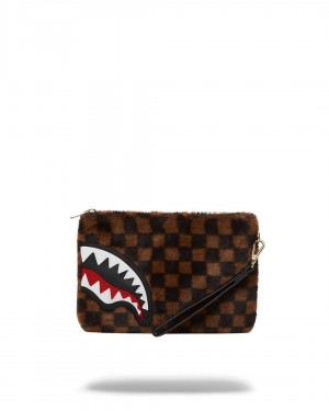 Sprayground Pochette FUR SHARKS IN PARIS POUCHETTE Brown | XFCHL0362