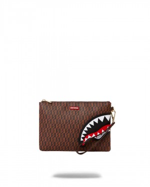 Sprayground Pochette MONEY CHECKERED POUCHETTE Brown | NHDIA3462