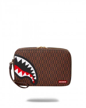 Sprayground Pochette OG - MONEY CHECKERED TOILETRY Brown | RXYCE2395