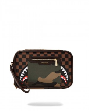 Sprayground Pochette SIP WITH ACCENT TOILETRY BRICK Camo Dark Red Green | BUFKI0713