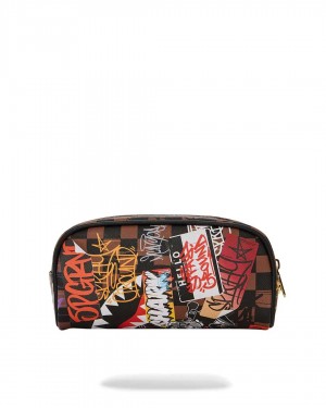 Sprayground Pochette TAGGED UP SIP PENCIL CASE Brown | TRUNF2415