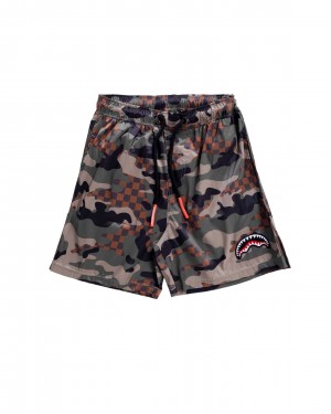 Sprayground Swimsuit CHECKERED SWIM TRUNKS Camo Green | PVSKH9214