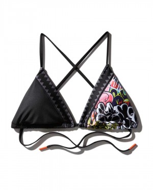 Sprayground Swimsuit HALF GRAFF BIKINI TOP Black | WKABF3195