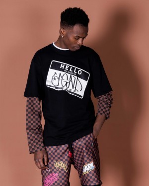 Sprayground T-shirt TAGGED UP DOUBLE LONG Black | AQHYN3460