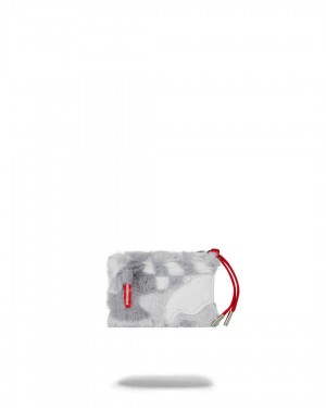 Sprayground Wallet 3AM FUR WALLET White Grey | WQDVN8516