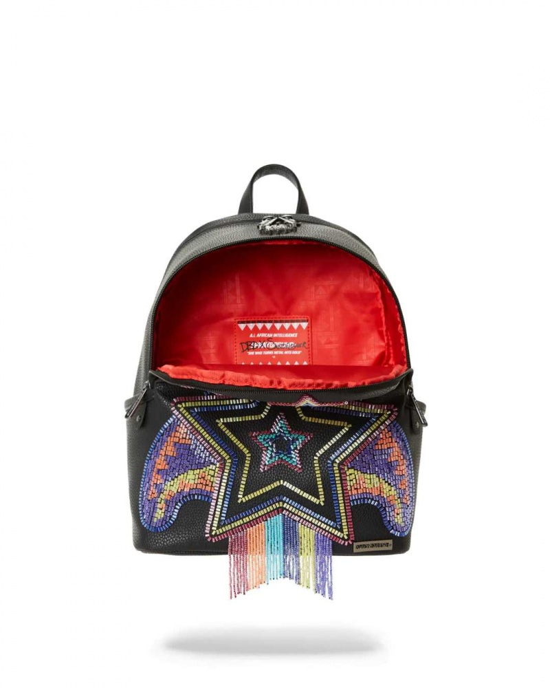 Sprayground Backpack AI BEADED SHARK SAVAGE BACKPACK Black | WUPHS1782