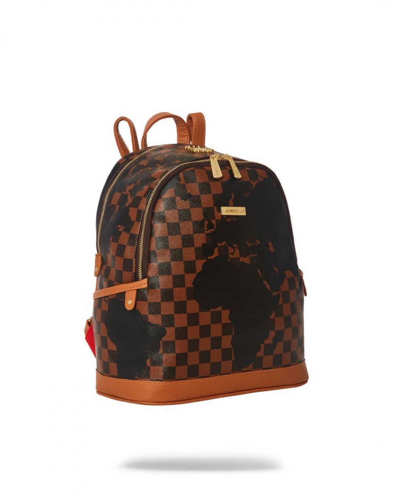 Sprayground Backpack AI GLOBE SAVAGE Brown | VIWXK9312