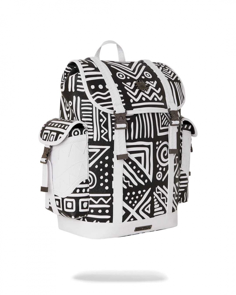 Sprayground Backpack AI TRIBAL COURTURE MONTE CARLO White | GRMEN3740