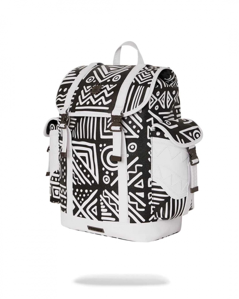 Sprayground Backpack AI TRIBAL COURTURE MONTE CARLO White | GRMEN3740