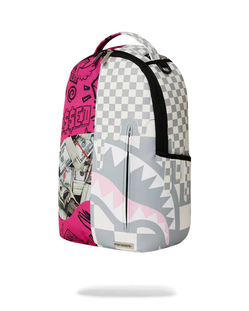 Sprayground Backpack AND DLXSV SPLIT BACKPACK Pink Camo Fuchsia | SJMTX9734