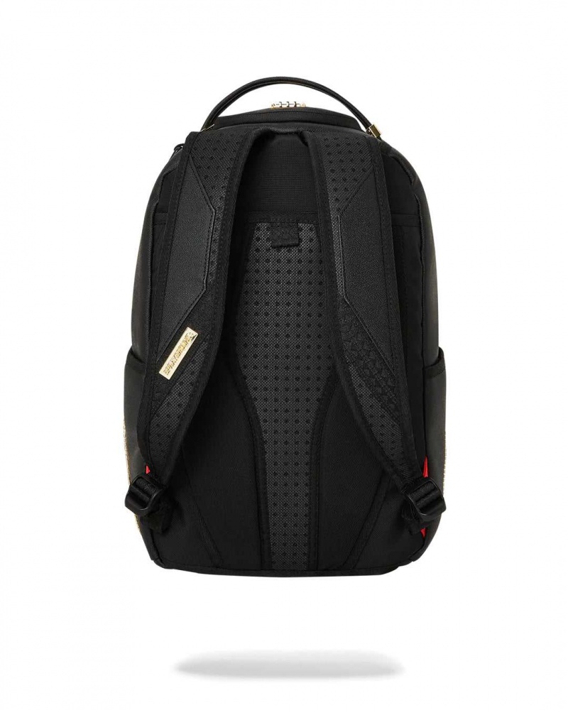 Sprayground Backpack Ai BEAD TIGER DLXSV BACKPACK Gold Black | UIMNY3578