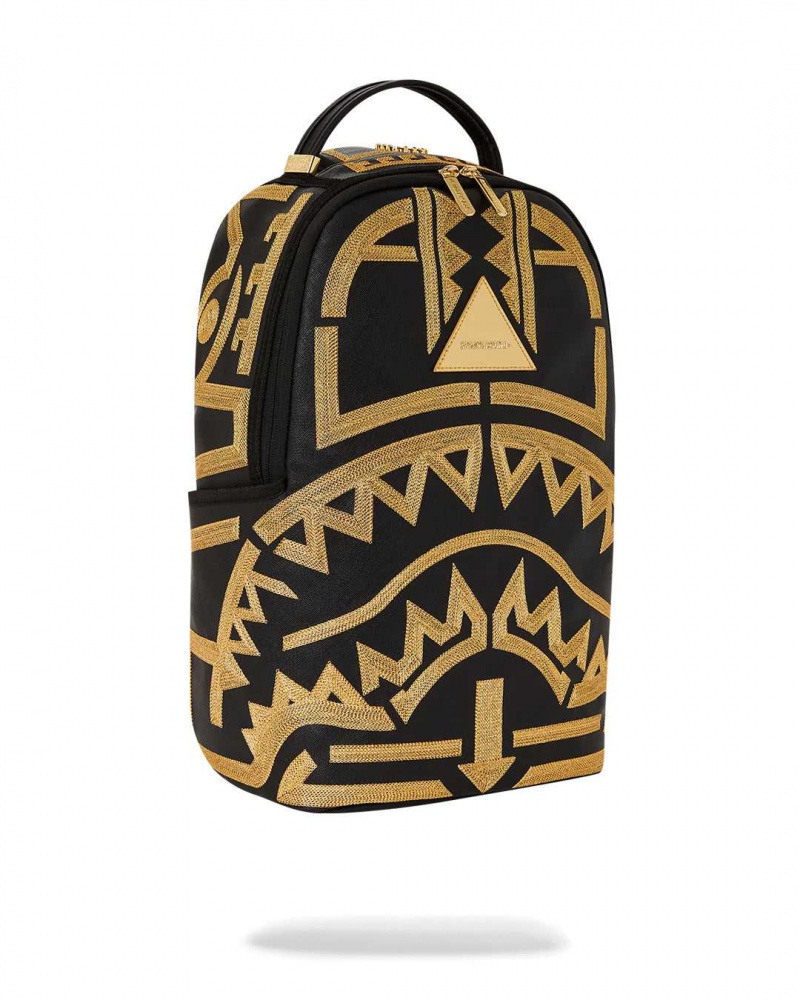 Sprayground Backpack Ai TRIBAL STARS DLXSV BACKPACK Gold Black | NSPTF4859