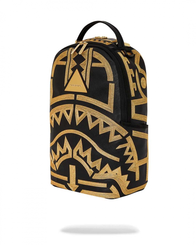 Sprayground Backpack Ai TRIBAL STARS DLXSV BACKPACK Gold Black | NSPTF4859