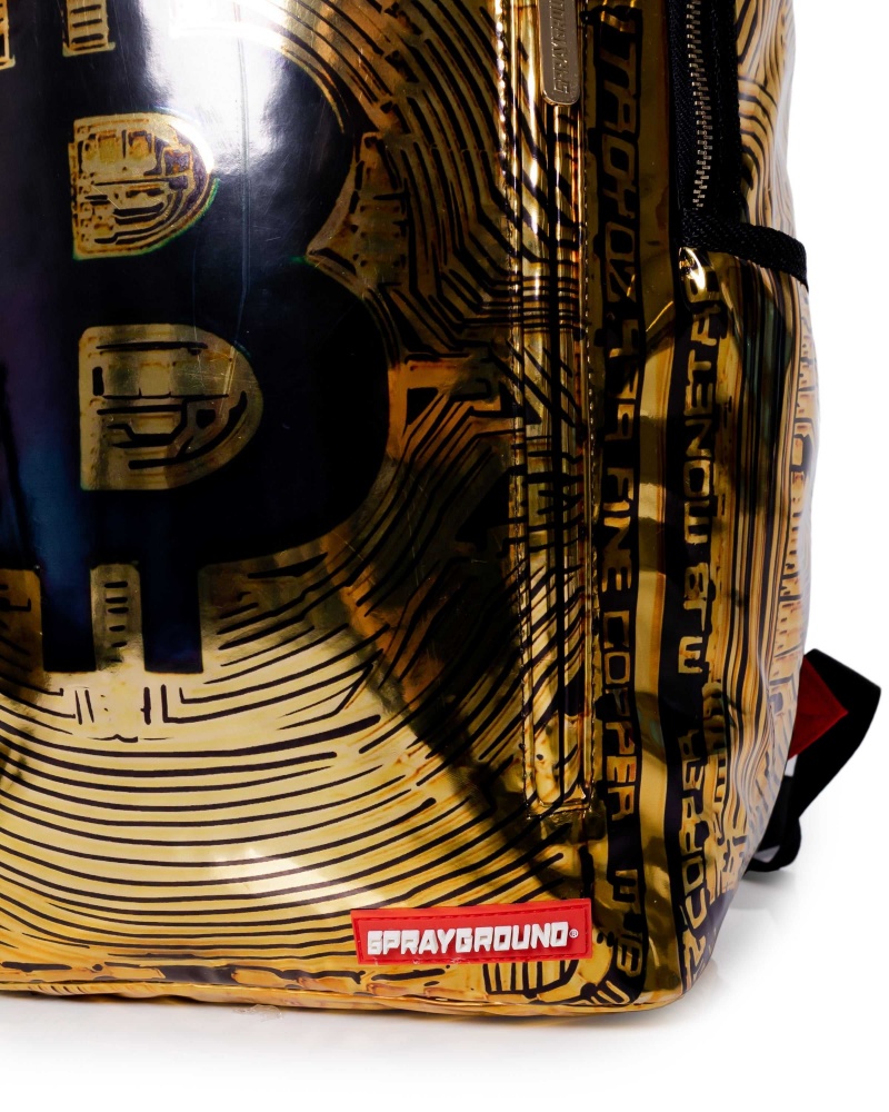 Sprayground Backpack BITCOIN BAG Gold | UQJWX8301