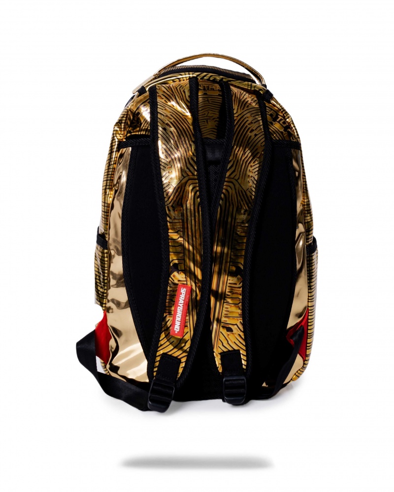 Sprayground Backpack BITCOIN BAG Gold | UQJWX8301