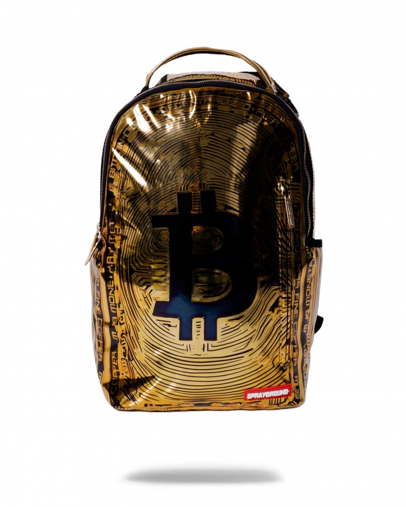 Sprayground Backpack BITCOIN BAG Gold | UQJWX8301